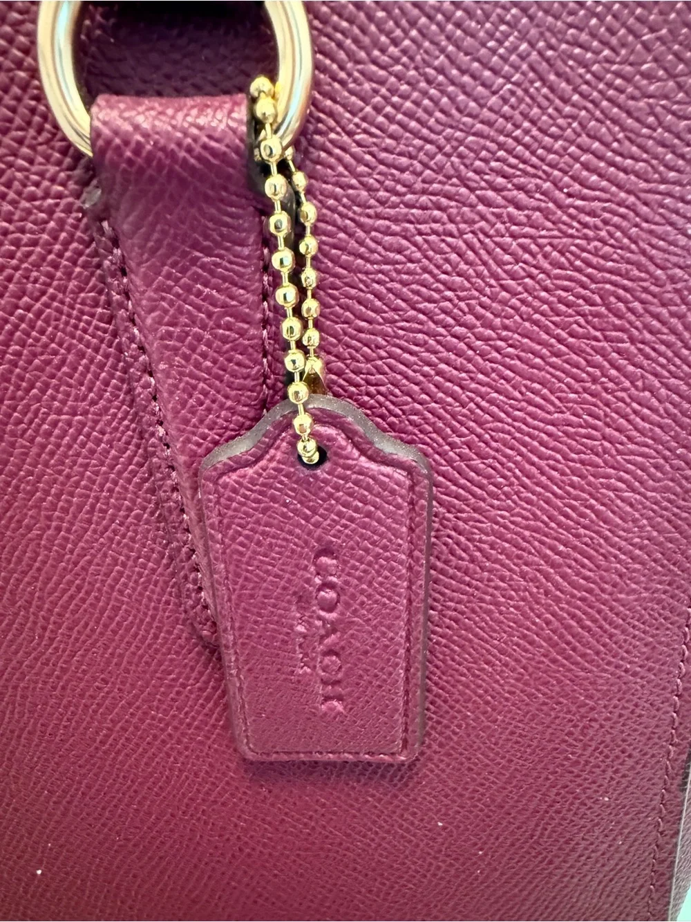 COACH Women’s Structured Saffiano Leather Satchel - Berry (missing long handle) - Picture 3 of 7